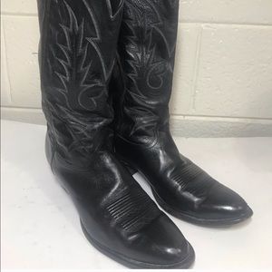 Tony Lama Black Leather Western Boots sz 10